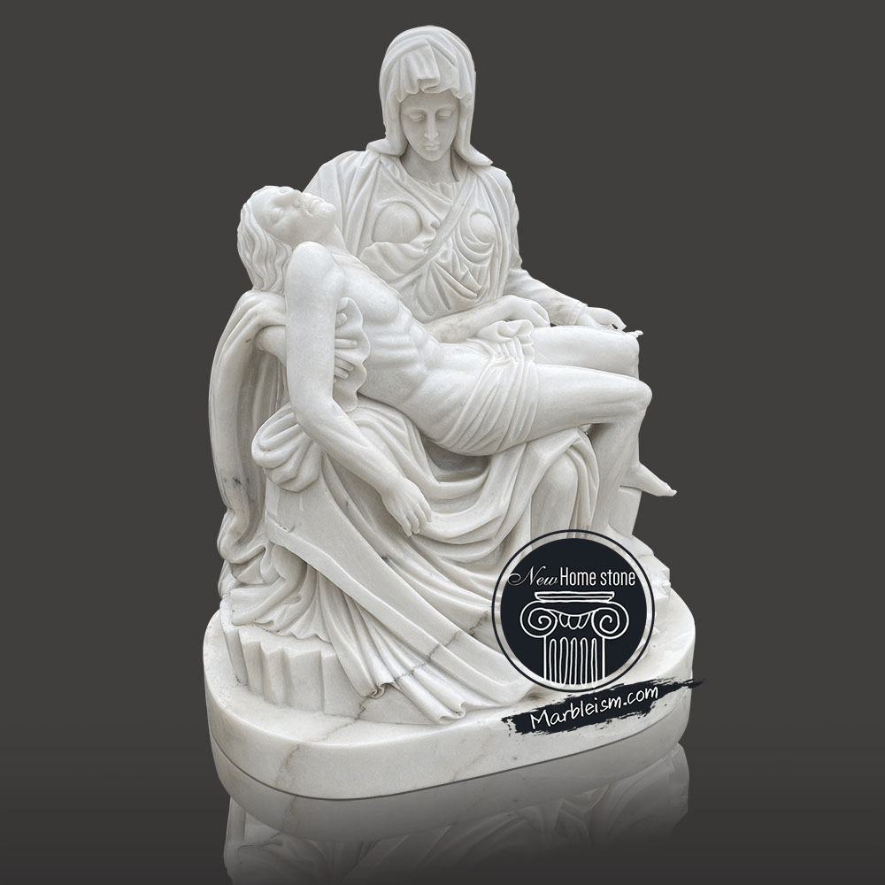 marble staue of the pieta by Michaelangelo