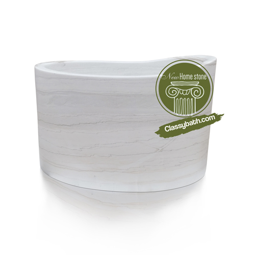 Custom seated soaking marble japanese soaking tub