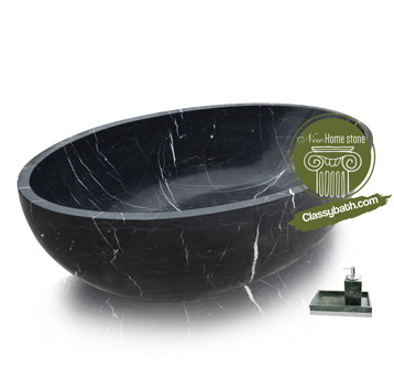 Nero Marquina Modern Black Marble Bath