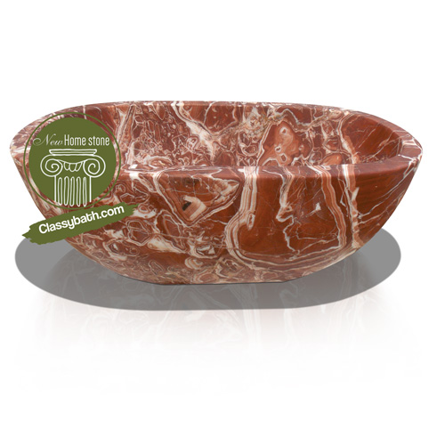 Red rose marble bathtub